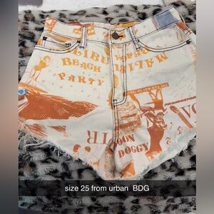 BDG Orange Jean Shorts with Graphic Prints
